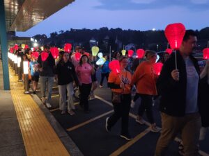 Cancer survivors and supporters Light the Night at WVU hospital campus